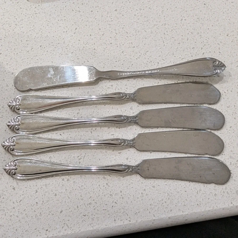 Royal Gallery Butter Spreader Knives Silver 18/8 Stainless Steel Set of 5